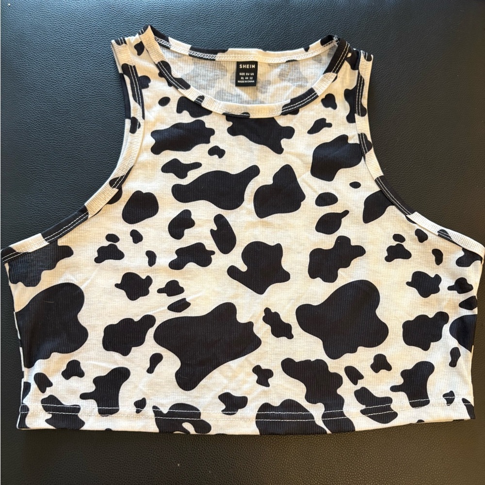 SHEIN Cow Print Crop Top